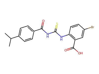 5-Bromo-2-[(4-propan-2-ylbenzoyl)carbamothioylamino]benzoic acid structure