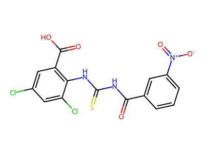 3,5-Dichloro-2-[[[(3-nitrobenzoyl)amino]thioxomethyl]amino]-benzoic acid structure