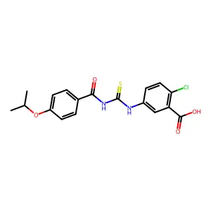 2-Chloro-5-[3-(4-isopropoxy-benzoyl)-thioureido]-benzoic acid structure
