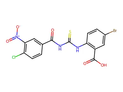 5-Bromo-2-[[[(4-chloro-3-nitrobenzoyl)amino]thioxomethyl]amino]-benzoic acid structure