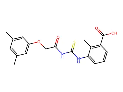3-({[(3,5-Dimethylphenoxy)acetyl]carbamothioyl}amino)-2-methylbenzoic acid structure