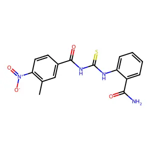 N-[(2-carbamoylphenyl)carbamothioyl]-3-methyl-4-nitrobenzamide structure