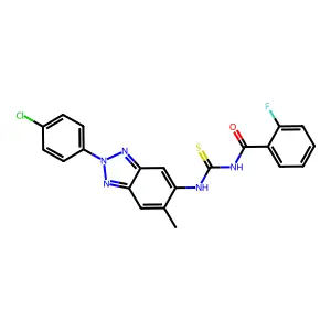 N-[[2-(4-chlorophenyl)-6-methylbenzotriazol-5-yl]carbamothioyl]-2-fluorobenzamide structure