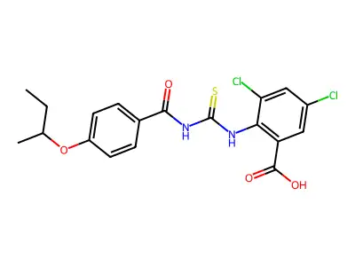 2-[(4-Butan-2-yloxybenzoyl)carbamothioylamino]-3,5-dichlorobenzoic acid structure