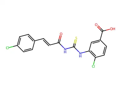 4-Chloro-3-[3-(4-chlorophenyl)prop-2-enoylcarbamothioylamino]benzoic acid structure