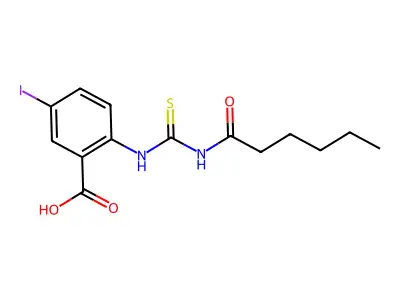 5-Iodo-2-[[[(1-oxohexyl)amino]thioxomethyl]amino]-benzoic acid structure
