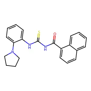 N-[(2-pyrrolidin-1-ylphenyl)carbamothioyl]naphthalene-1-carboxamide structure