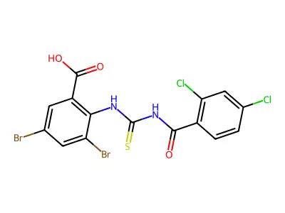 3,5-Dibromo-2-[(2,4-dichlorobenzoyl)carbamothioylamino]benzoic acid structure