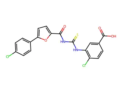 4-Chloro-3-[[5-(4-chlorophenyl)furan-2-carbonyl]carbamothioylamino]benzoic acid structure