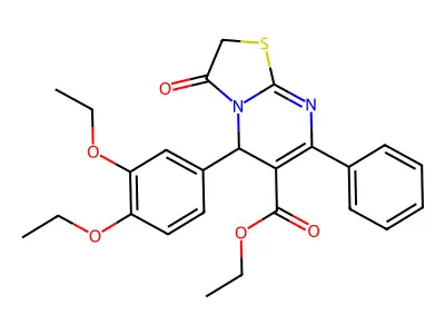 ethyl 5-(3,4-diethoxyphenyl)-3-oxo-7-phenyl-2,3-dihydro-5H-[1,3]thiazolo[3,2-a]pyrimidine-6-carboxylate structure