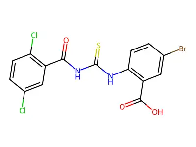 5-Bromo-2-[[[(2,5-dichlorobenzoyl)amino]thioxomethyl]amino]-benzoic acid structure