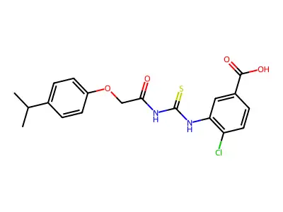 4-Chloro-3-[[2-(4-propan-2-ylphenoxy)acetyl]carbamothioylamino]benzoic acid structure
