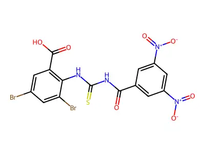 3,5-Dibromo-2-[(3,5-dinitrobenzoyl)carbamothioylamino]benzoic acid structure