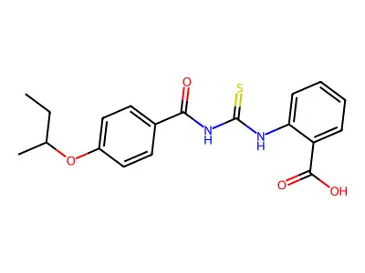 2-[({[4-(Butan-2-yloxy)phenyl]carbonyl}carbamothioyl)amino]benzoic acid structure