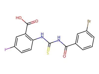 2-[(3-Bromobenzoyl)carbamothioylamino]-5-iodobenzoic acid structure