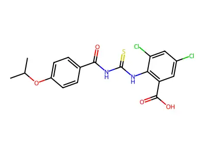 3,5-dichloro-2-[(4-propan-2-yloxybenzoyl)carbamothioylamino]benzoic acid structure
