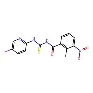 N-[(5-iodopyridin-2-yl)carbamothioyl]-2-methyl-3-nitrobenzamide structure
