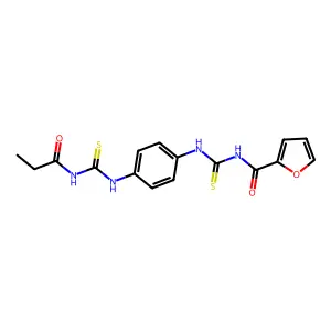 N-[[4-(propanoylcarbamothioylamino)phenyl]carbamothioyl]furan-2-carboxamide structure