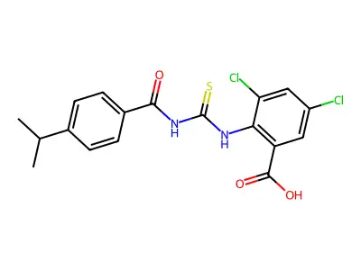 3,5-Dichloro-2-[(4-propan-2-ylbenzoyl)carbamothioylamino]benzoic acid structure