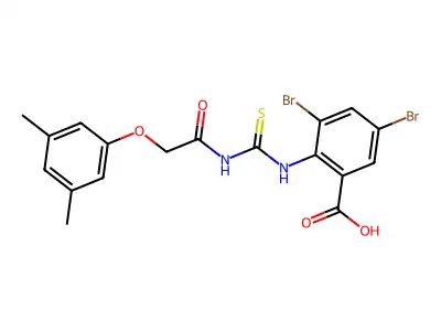 3,5-Dibromo-2-[[2-(3,5-dimethylphenoxy)acetyl]carbamothioylamino]benzoic acid structure