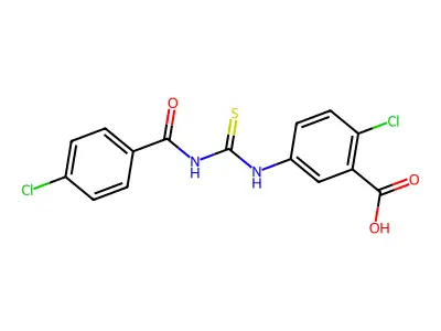 2-Chloro-5-({[(4-chlorophenyl)carbonyl]carbamothioyl}amino)benzoic acid structure