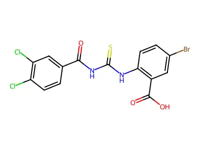 5-Bromo-2-[[[(3,4-dichlorobenzoyl)amino]thioxomethyl]amino]-benzoic acid structure