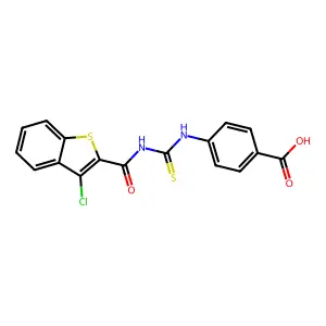 4-({[(3-Chloro-1-benzothiophen-2-yl)carbonyl]carbamothioyl}amino)benzoic acid structure