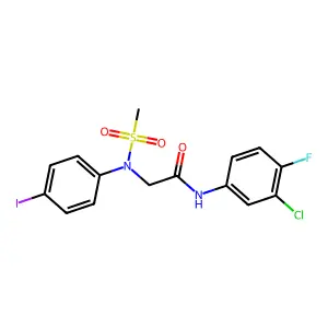N-(3-chloro-4-fluorophenyl)-2-(4-iodo-N-methylsulfonylanilino)acetamide structure