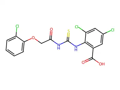 3,5-dichloro-2-[[2-(2-chlorophenoxy)acetyl]carbamothioylamino]benzoic acid structure