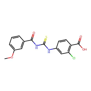 2-Chloro-4-({[(3-methoxyphenyl)carbonyl]carbamothioyl}amino)benzoic acid structure