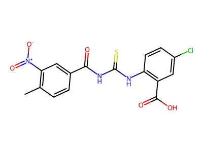 5-Chloro-2-[[[(4-methyl-3-nitrobenzoyl)amino]thioxomethyl]amino]-benzoic acid structure