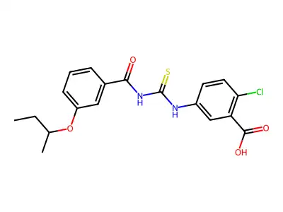 2-Chloro-5-[[[[3-(1-methylpropoxy)benzoyl]amino]thioxomethyl]amino]-benzoic acid structure