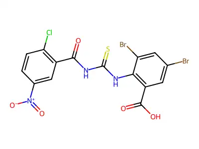 3,5-Dibromo-2-[(2-chloro-5-nitrobenzoyl)carbamothioylamino]benzoic acid structure