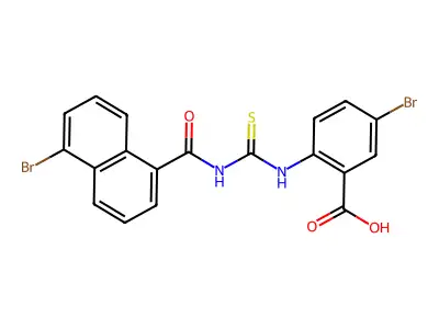 5-bromo-2-[(5-bromonaphthalene-1-carbonyl)carbamothioylamino]benzoic acid structure