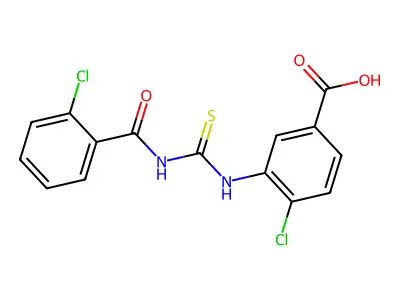 4-Chloro-3-({[(2-chlorophenyl)carbonyl]carbamothioyl}amino)benzoic acid structure