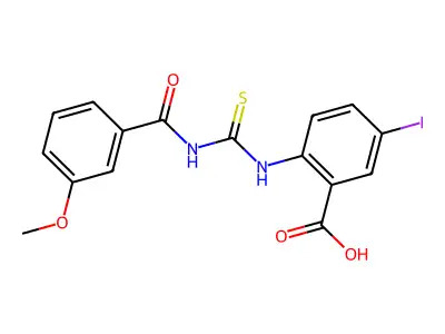 5-Iodo-2-[[[(3-methoxybenzoyl)amino]thioxomethyl]amino]-benzoic acid structure