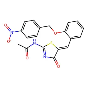 N-[(5Z)-5-[[2-[(4-nitrophenyl)methoxy]phenyl]methylidene]-4-oxo-1,3-thiazol-2-yl]acetamide structure