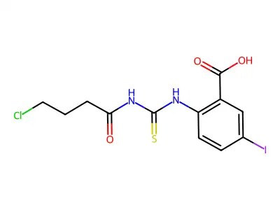 2-[[[(4-Chloro-1-oxobutyl)amino]thioxomethyl]amino]-5-iodo-benzoic acid structure