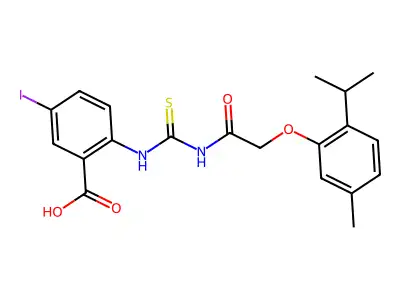 5-iodo-2-[[2-(5-methyl-2-propan-2-yl-phenoxy)acetyl]thiocarbamoylamino]benzoic Acid structure