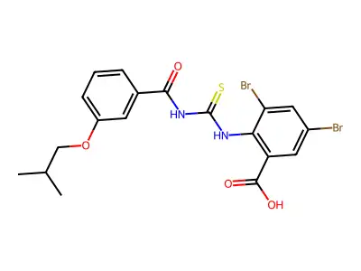3,5-Dibromo-2-[[3-(2-methylpropoxy)benzoyl]carbamothioylamino]benzoic acid structure