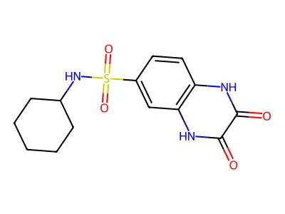 N-cyclohexyl-2,3-dioxo-1,4-dihydroquinoxaline-6-sulfonamide structure