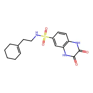 N-[2-(cyclohexen-1-yl)ethyl]-2,3-dioxo-1,4-dihydroquinoxaline-6-sulfonamide structure