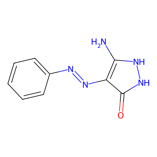3-Amino-5-hydroxy-4-phenylazopyrazole structure