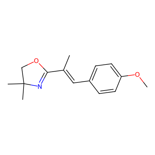Oxazole, 4,5-dihydro-4,4-dimethyl-2-(2-(4-methoxyphenyl)-1-methylethenyl)- structure