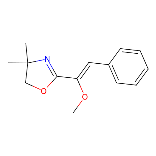 Oxazole, 4,5-dihydro-4,4-dimethyl-2-(1-methoxy-2-phenylethenyl)- structure