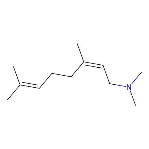 (2Z)-N,N,3,7-tetramethylocta-2,6-dien-1-amine structure