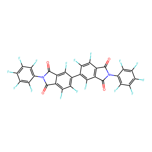 4,5,7-trifluoro-2-(2,3,4,5,6-pentafluorophenyl)-6-[4,6,7-trifluoro-1,3-dioxo-2-(2,3,4,5,6-pentafluorophenyl)isoindol-5-yl]isoindole-1,3-dione structure