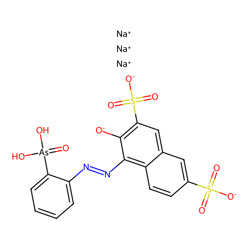 Trisodium 4-((o-arsonophenyl)azo)-3-oxidonaphthalene-2,7-disulphonate structure
