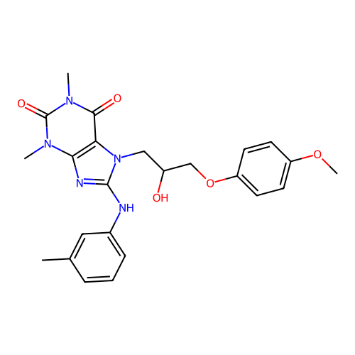 7-[2-hydroxy-3-(4-methoxyphenoxy)propyl]-1,3-dimethyl-8-(3-methylanilino)purine-2,6-dione structure