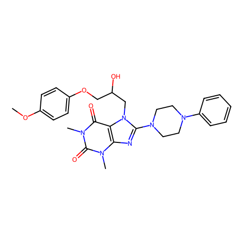 7-[2-hydroxy-3-(4-methoxyphenoxy)propyl]-1,3-dimethyl-8-(4-phenylpiperazin-1-yl)purine-2,6-dione structure
